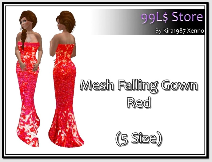 [99L$ Store]Mesh Falling Gown Red