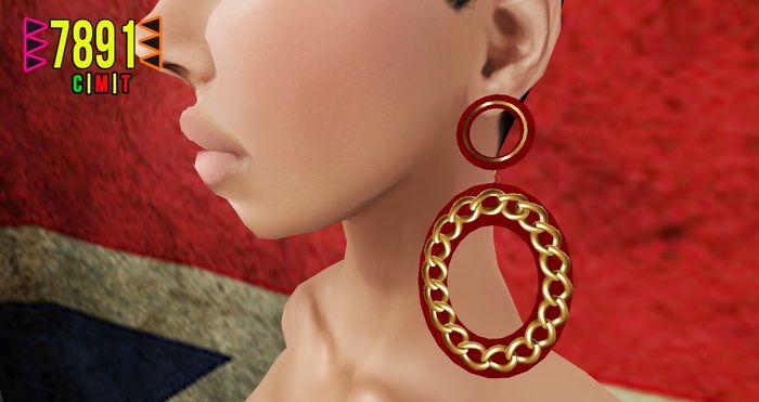 [7891.] Chain Reaction Earrings - Red (W\Resize)