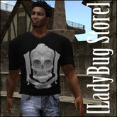 [LadyBug Store]Black Skull With Knives T-shirt Mesh