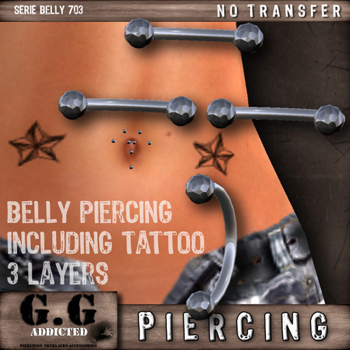 G.G Addicted Piercing Belly Including tattoo