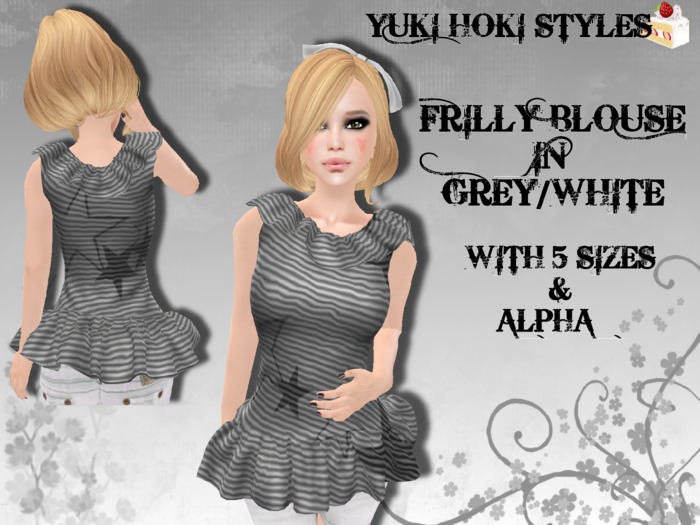YHS Mesh Frilly Blouse Grey/White