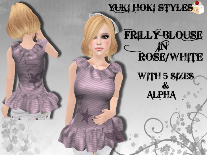 YHS Mesh Frilly Blouse Rose/White