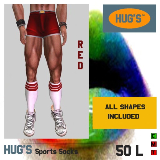 HUG'S Sports Socks w/red