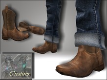 M-Creations Sculpted Brown Leather CowBoy Boots (BOXED)