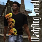 [LadyBug Store]Black Skulls T-shirt Mesh