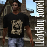 [LadyBug Store]Black Skull Ace T-shirt Mesh