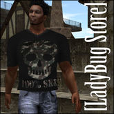 [LadyBug Store]Black Skull SK8 T-shirt Mesh