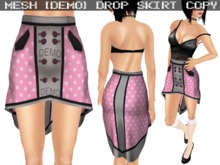 DEMO Drop Skirt Gray & Pink Hearts - Mesh