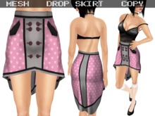 Drop Skirt Gray & Pink Hearts - Mesh