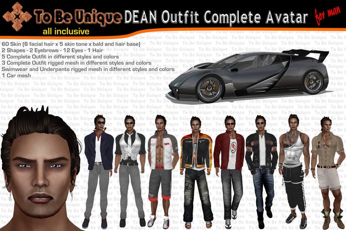 To Be Unique - DEAN Outfit Complete Avatar for man [partially MESH] (BOX)