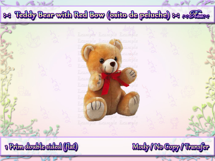 :-: Valentine Teddy Bear with Red Bow (Osito de Peluche) :-: