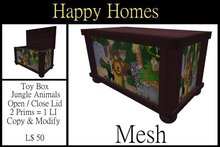 H.Homes ~ Wooden Toy Box with Open / Close Lid ~ Jungle Animals