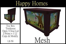 H.Homes ~ Wooden Toy Box with Open / Close Lid ~ Treehouse Picture