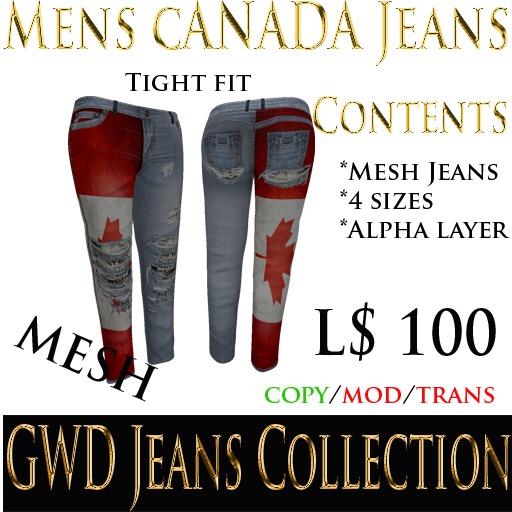 GWD Mens CANADA  Jeans Tight Fit