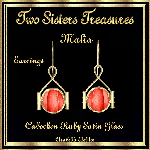 MALIA CABOCHON RUBY SATIN GLASS EARRINGS