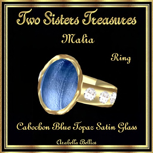 MALIA CABOCHON BLUE TOPAZ SATIN GLASS RING