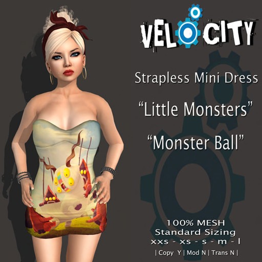 VELOCITY Monster Ball Strapless Mini Dress