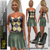 Babele Fashion Casual Mesh Miniskirted Green Wool