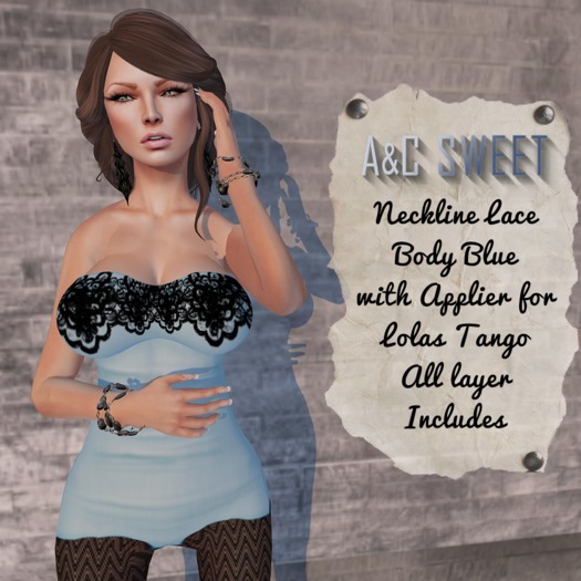 {A&C} Sweet-Neckline Lace Body-(Blue)