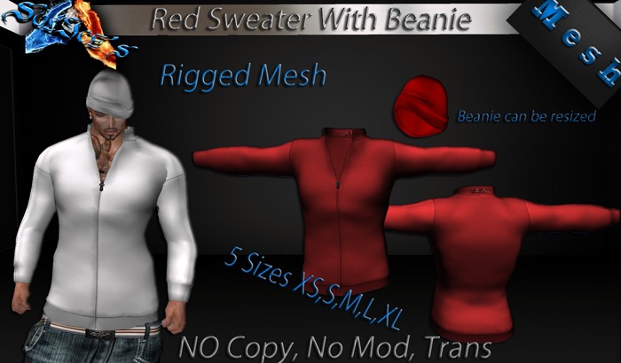 *SoL!ce's Mesh Fitted Sweaters Red With Beanie!