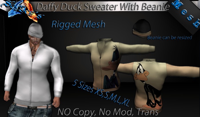 *SoL!ce's Mesh Fitted Sweaters Daffy duck  With Beanie!