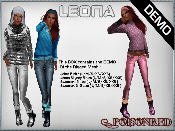 PoisonRed-Leona DEMO Rigged Mesh " Complete Outfit "