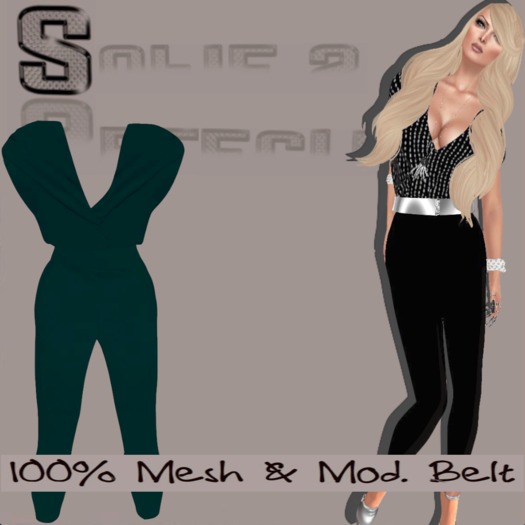 <S> Mesh Teal Jumpsuit