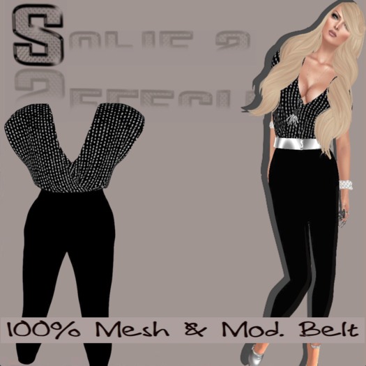 <S> Mesh Black Jumpsuit