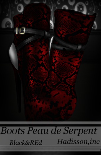 Boots_Mesh peau de serpent rouge, Hadisson, inc