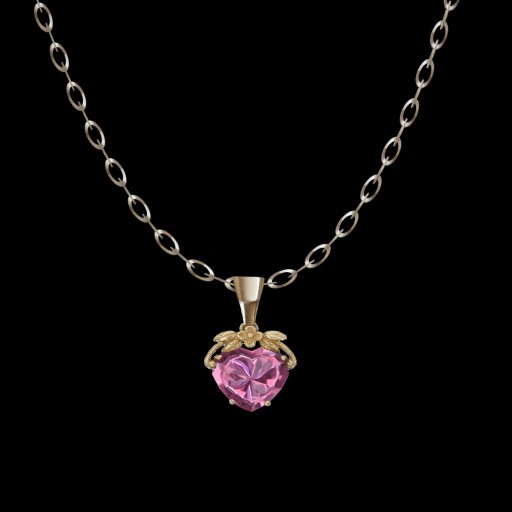 Love Heart Filigree Necklace PINK DIAMOND (Boxed)
