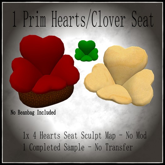 1 Prim Hearts and Clover Seat   - BOXED