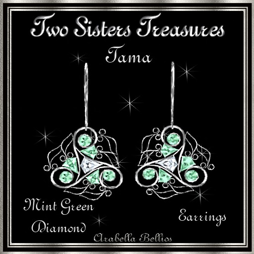 TST - TAMA MINT GREEN DIAMOND EARRINGS SILVER