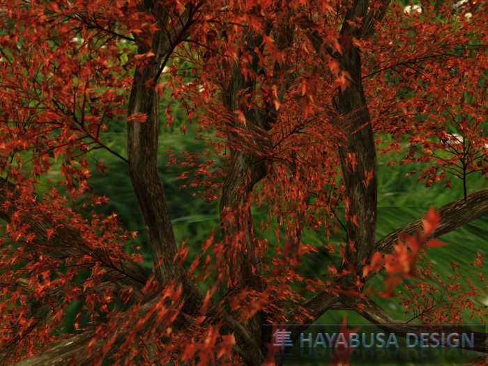Big Tree with hands painted red foliage, Copy&Modify
