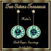 KATE'S SATIN TEAL TOPAZ EARRINGS YG