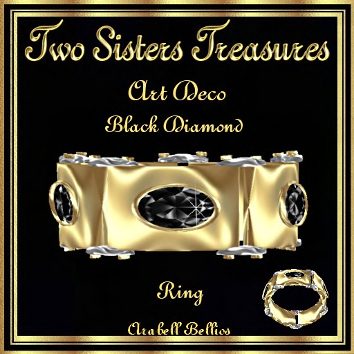 TST - ART DECO BLACK DIAMOND RING YG