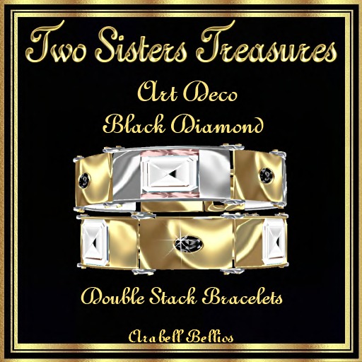 TST - ART DECO BLACK DIAMOND DOUBLE STACK BRACELET YG