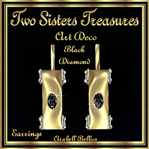 TST - ART DECO BLACK DIAMOND EARRINGS YG