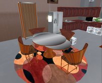 "Elements" Fusion Retro Kitchen Set- Table, 4 Chairs, Rug, Lamp, Curio Cabinet (Modify,Transfer)