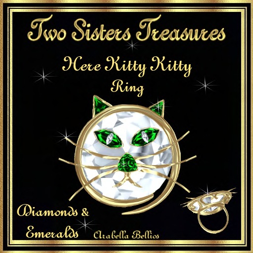 TST - HERE KITTY KITTY EMERALD DIAMOND RING YG