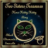 TST - HERE KITTY KITTY EMERALD BLACK DIAMOND RING YG
