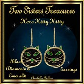 TST - HERE KITTY KITTY EMERALD BLACK DIAMOND EARRINGS YG