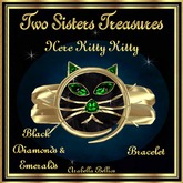TST - HERE KITTY KITTY EMERALD BLACK DIAMOND BRACELET YG