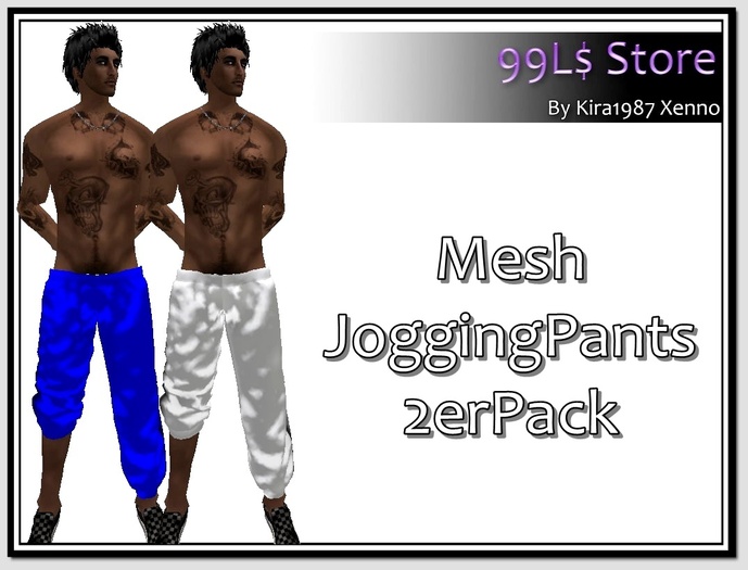 [99L$ Store]Mesh JoggingPants 2erPack Blue/White