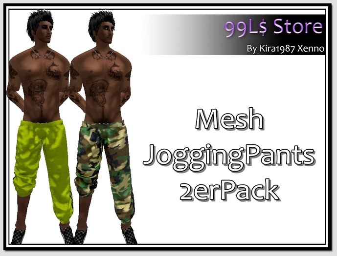 Mesh Men JoggingPants 2erPack Military/Green