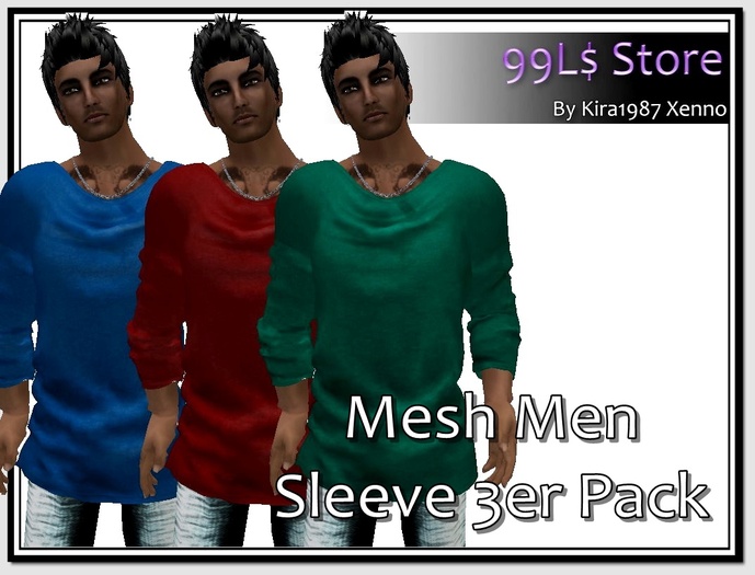 Mesh Men Sleeve 3er Pack Turquoise/Blue/Red