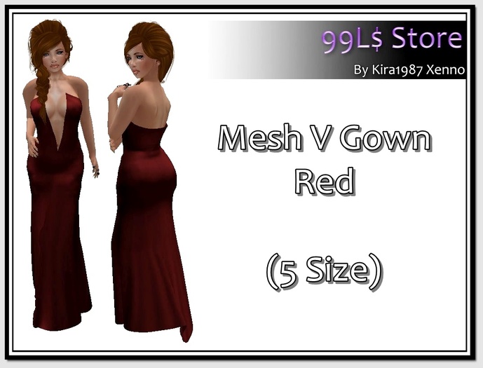 Mesh V Gown Red