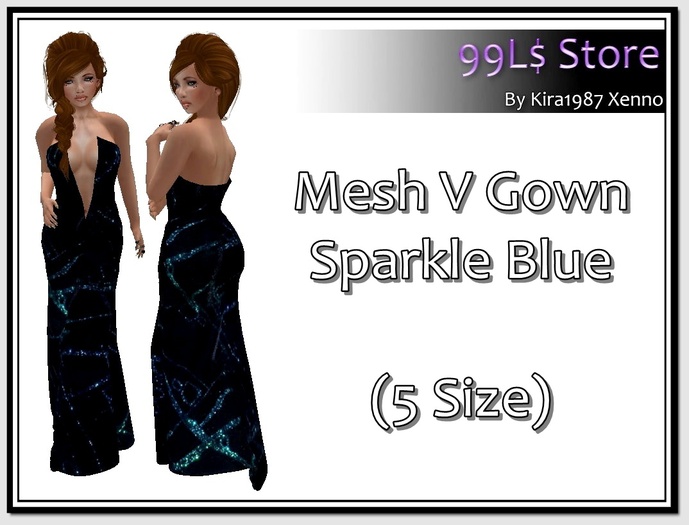 [99L$ Store]Mesh V Gown Sparkle Blue