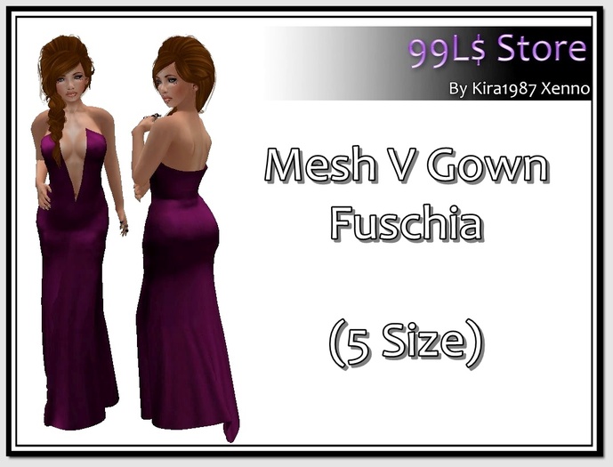 Mesh V Gown Fuschia
