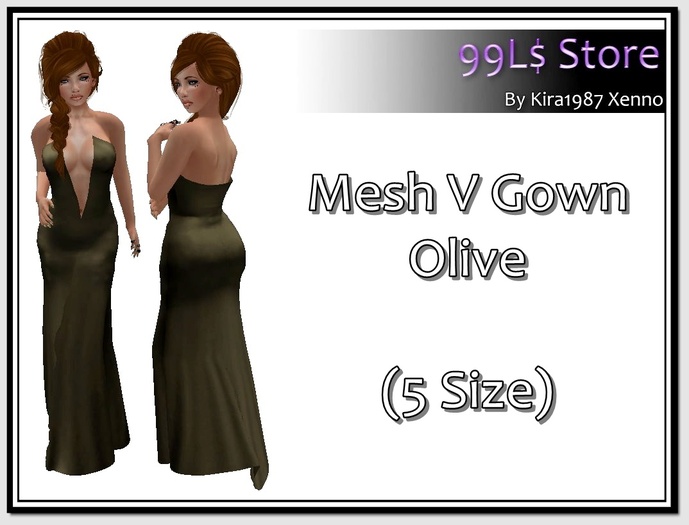 Mesh V Gown Olive