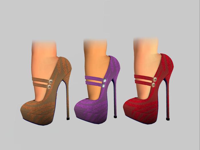 Zennya's Closet Maryjane Pumps Red/Violet/Brown